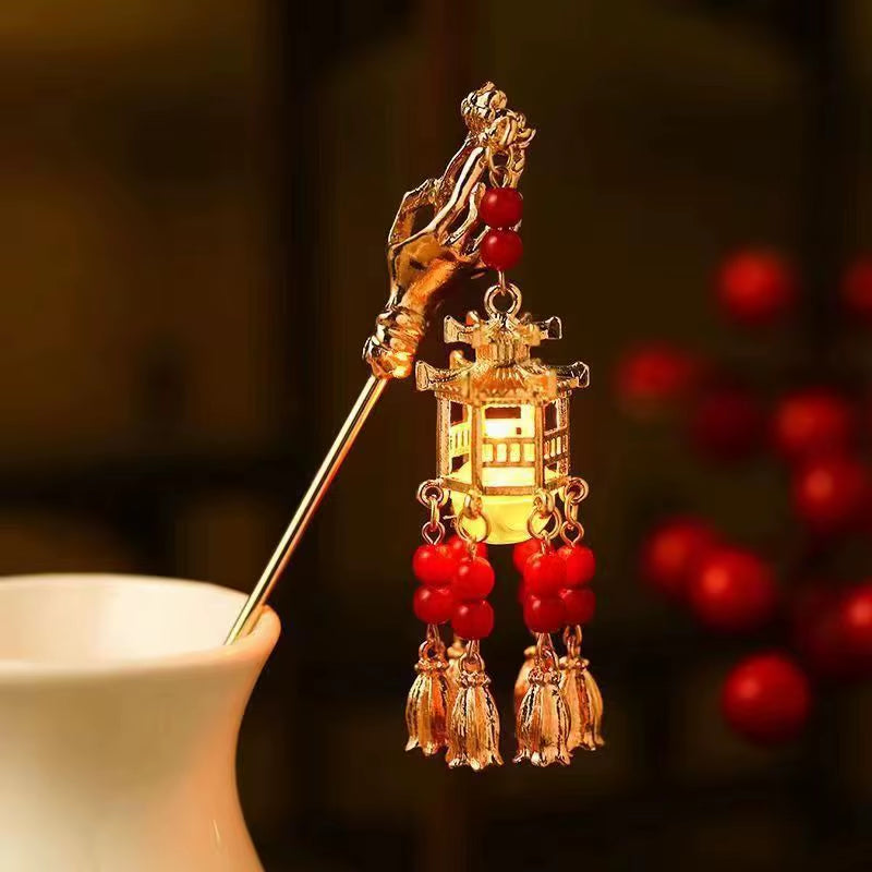 Chinese Rabbit Lantern Hairpin Clips and Sticks - Elegant Hanfu Hair Accessories