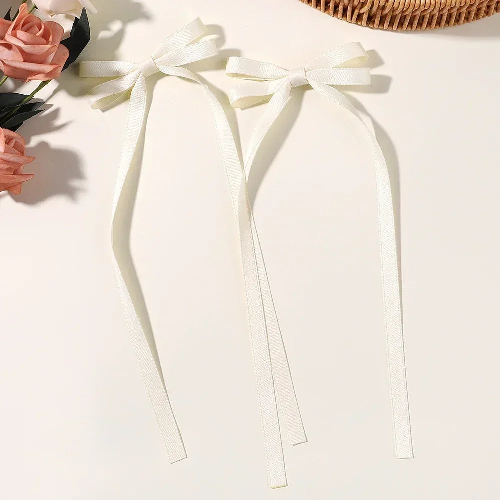 Set of 2 2025 Stylish Ribbon Bow Headbands with Long Tassels - Women's Hair Accessories for Parties and Events