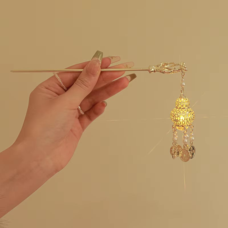 Chinese Rabbit Lantern Hairpin Clips and Sticks - Elegant Hanfu Hair Accessories