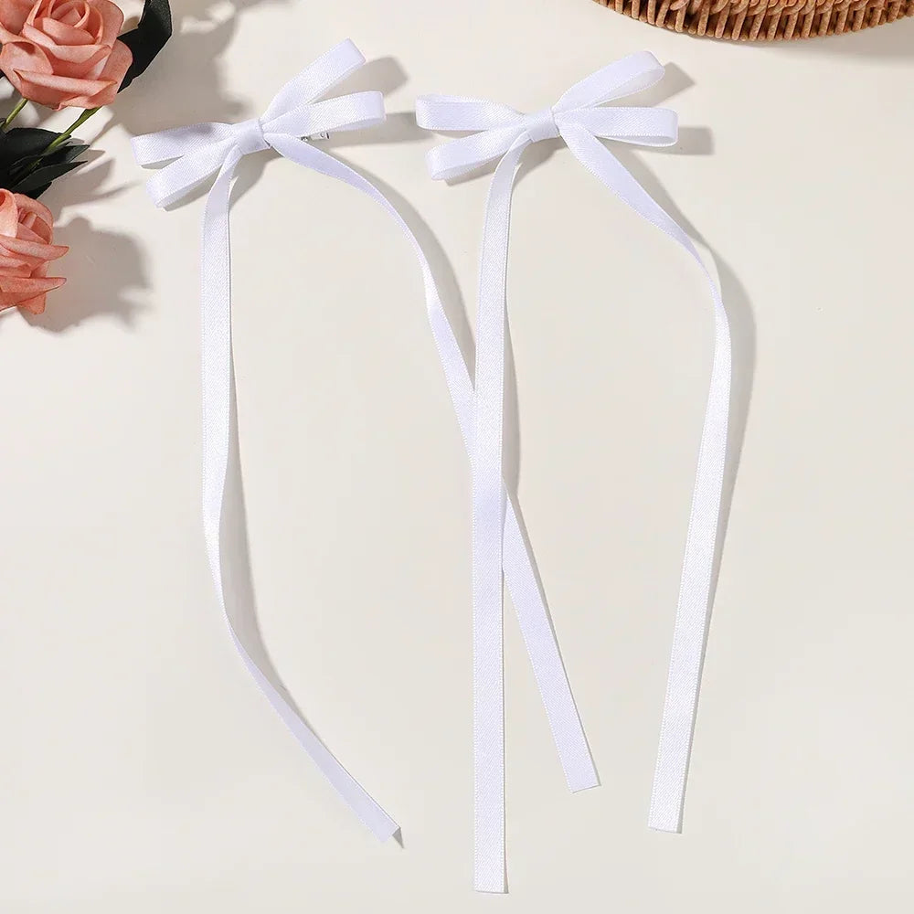 Set of 2 2025 Stylish Ribbon Bow Headbands with Long Tassels - Women's Hair Accessories for Parties and Events