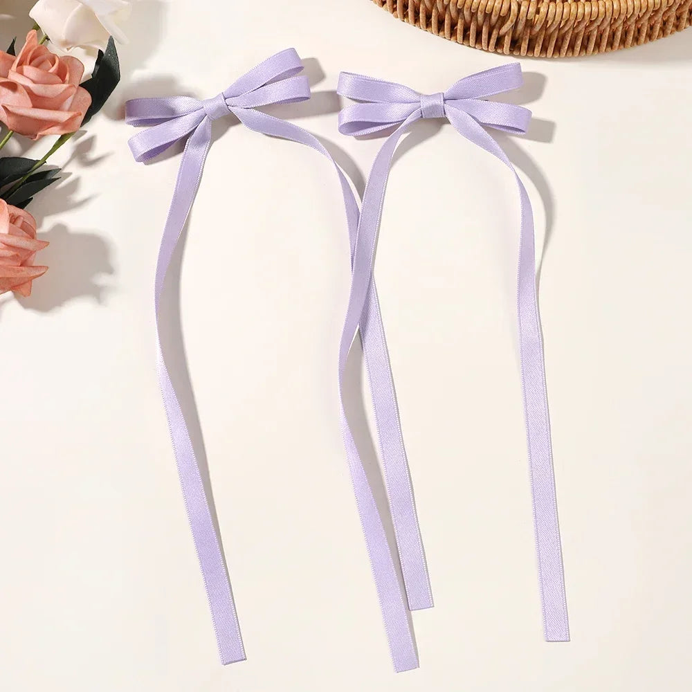 Set of 2 2025 Stylish Ribbon Bow Headbands with Long Tassels - Women's Hair Accessories for Parties and Events