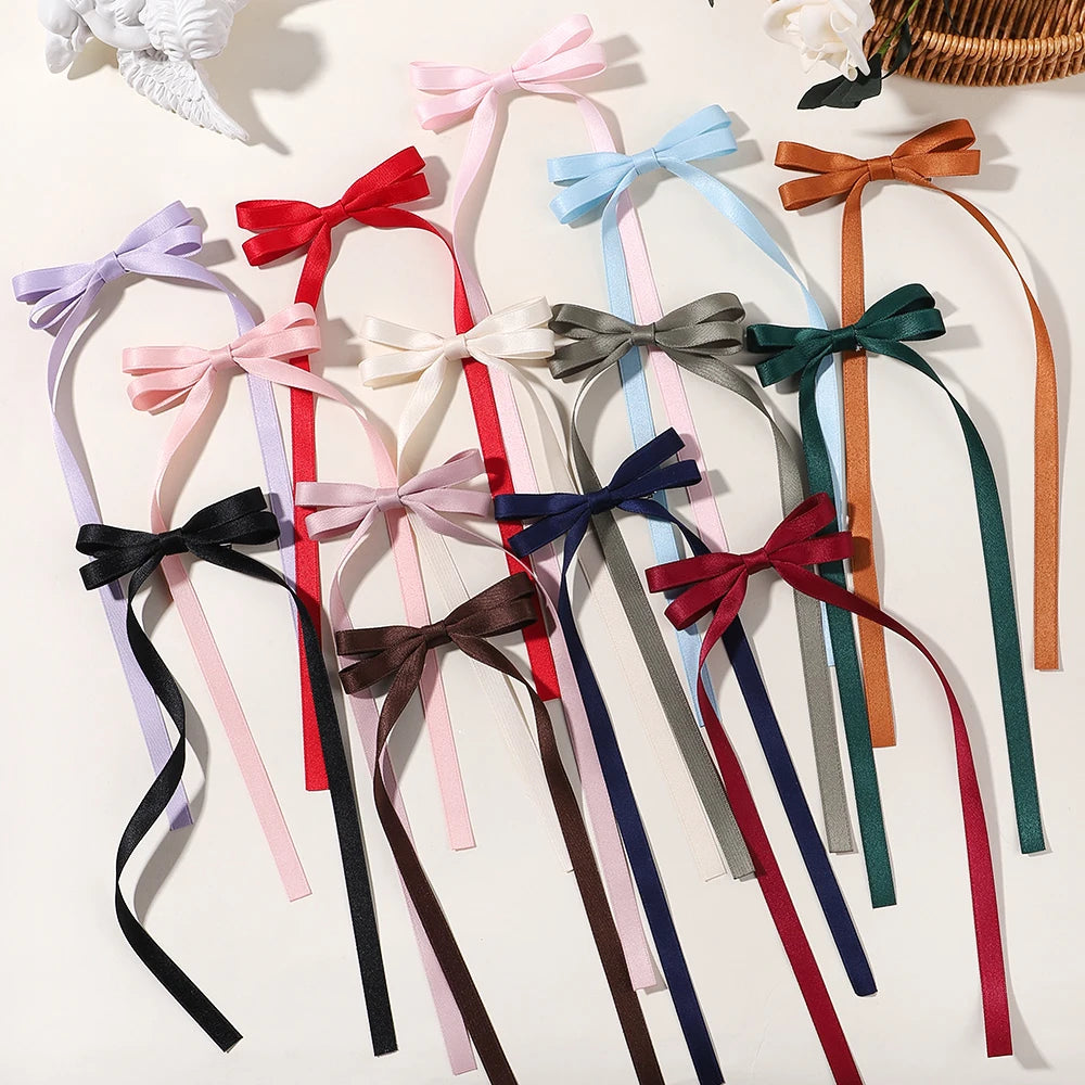 Set of 2 2025 Stylish Ribbon Bow Headbands with Long Tassels - Women's Hair Accessories for Parties and Events