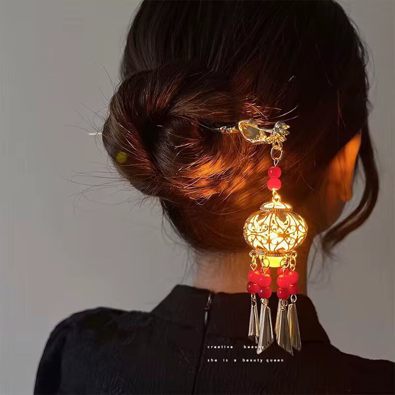 Chinese Rabbit Lantern Hairpin Clips and Sticks - Elegant Hanfu Hair Accessories