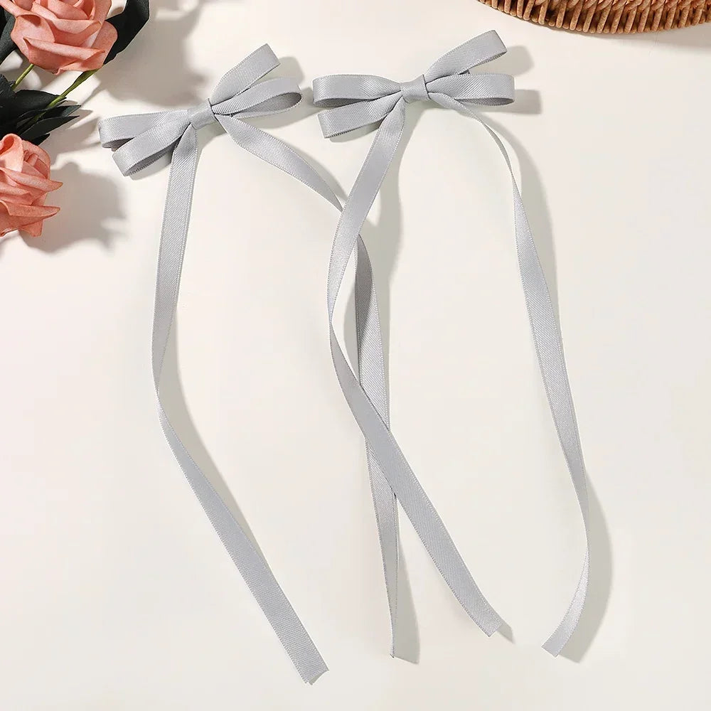 Set of 2 2025 Stylish Ribbon Bow Headbands with Long Tassels - Women's Hair Accessories for Parties and Events