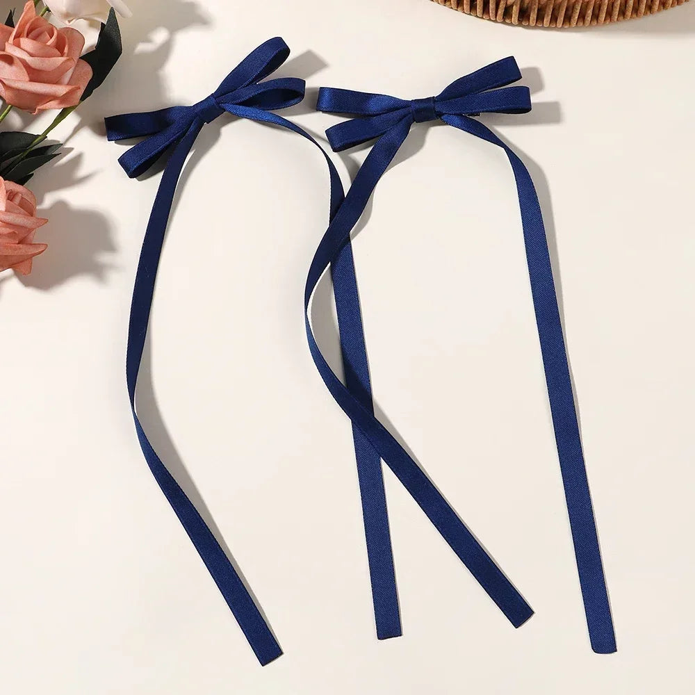 Set of 2 2025 Stylish Ribbon Bow Headbands with Long Tassels - Women's Hair Accessories for Parties and Events