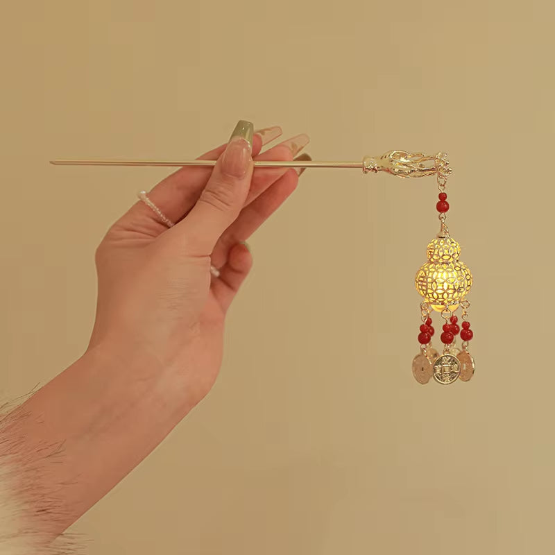 Chinese Rabbit Lantern Hairpin Clips and Sticks - Elegant Hanfu Hair Accessories