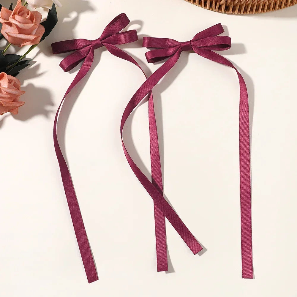Set of 2 2025 Stylish Ribbon Bow Headbands with Long Tassels - Women's Hair Accessories for Parties and Events