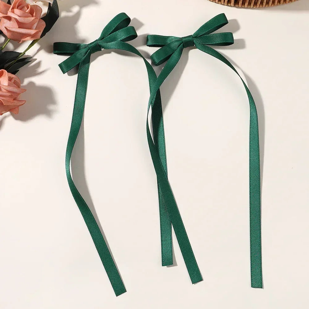 Set of 2 2025 Stylish Ribbon Bow Headbands with Long Tassels - Women's Hair Accessories for Parties and Events