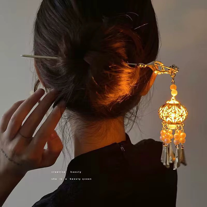 Chinese Rabbit Lantern Hairpin Clips and Sticks - Elegant Hanfu Hair Accessories