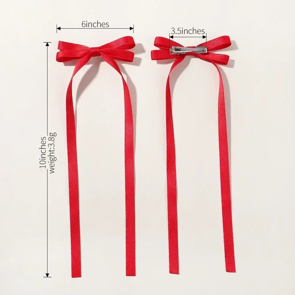 Set of 2 2025 Stylish Ribbon Bow Headbands with Long Tassels - Women's Hair Accessories for Parties and Events
