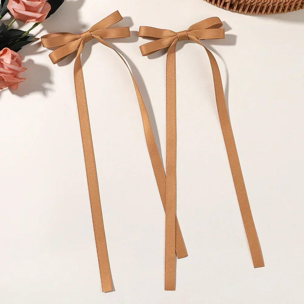 Set of 2 2025 Stylish Ribbon Bow Headbands with Long Tassels - Women's Hair Accessories for Parties and Events