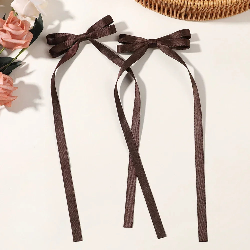 Set of 2 2025 Stylish Ribbon Bow Headbands with Long Tassels - Women's Hair Accessories for Parties and Events